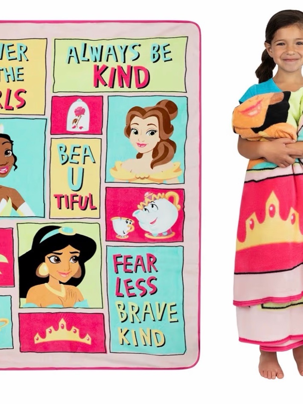 Disney Princess Kids Bedding Super Soft Plush Micro Raschel Blanket 62 x 90 in